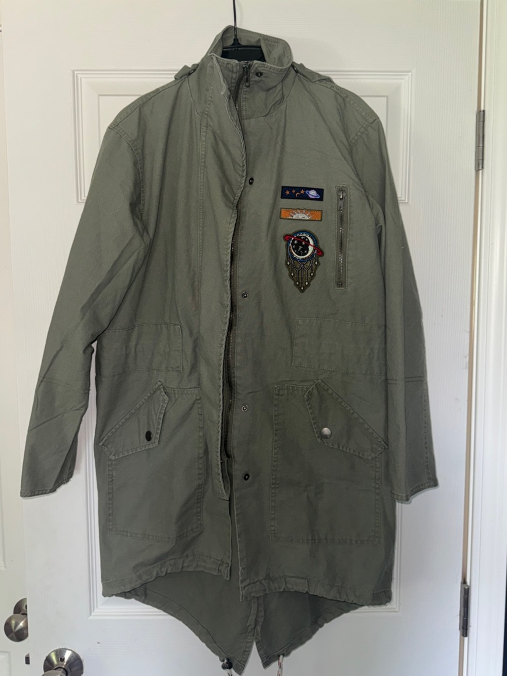 AFRM Olive Green Military Field Jacket with Patch Details